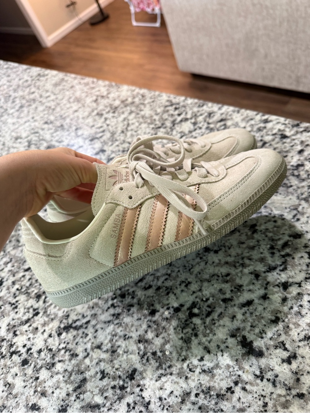 adidas Samba Sneakers Cream with Light Pink Stripes